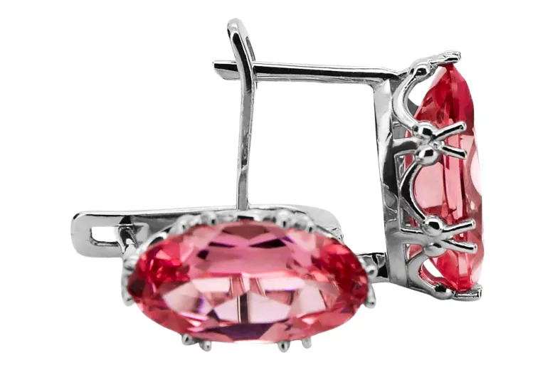 Sterling silver 925 Ruby Earrings Vintage Jewlery vec021s